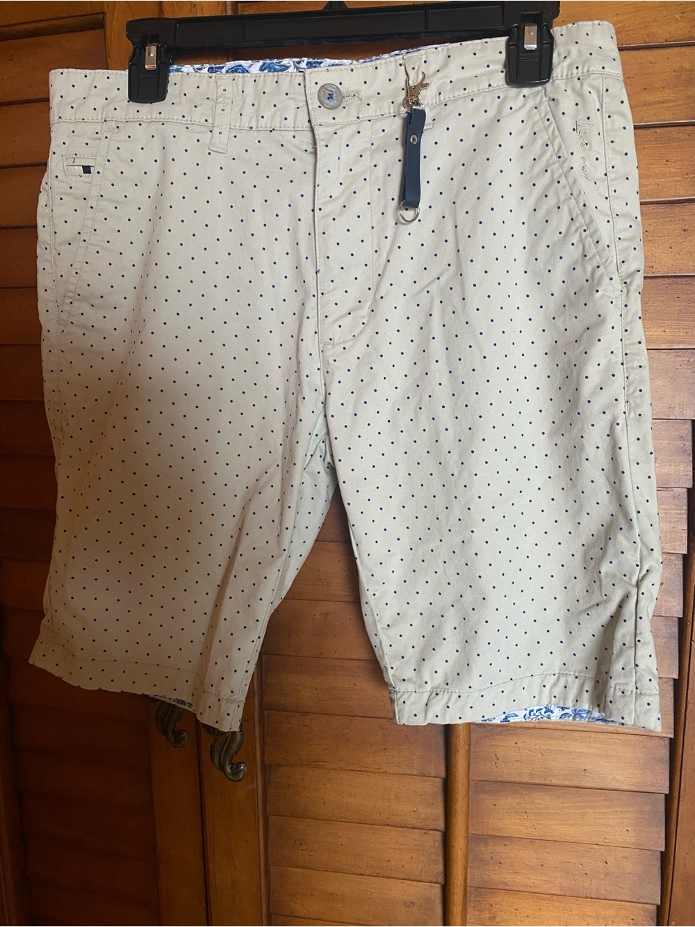 Women’s Polka Dot Cotton Shorts in Light Khaki and Navy